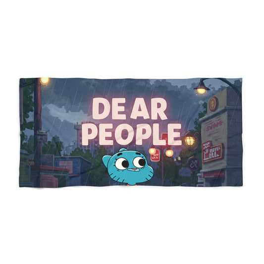 Vibrant Beach Towel with 'Dear People' Design – Perfect for Summer Fun and Pool Days