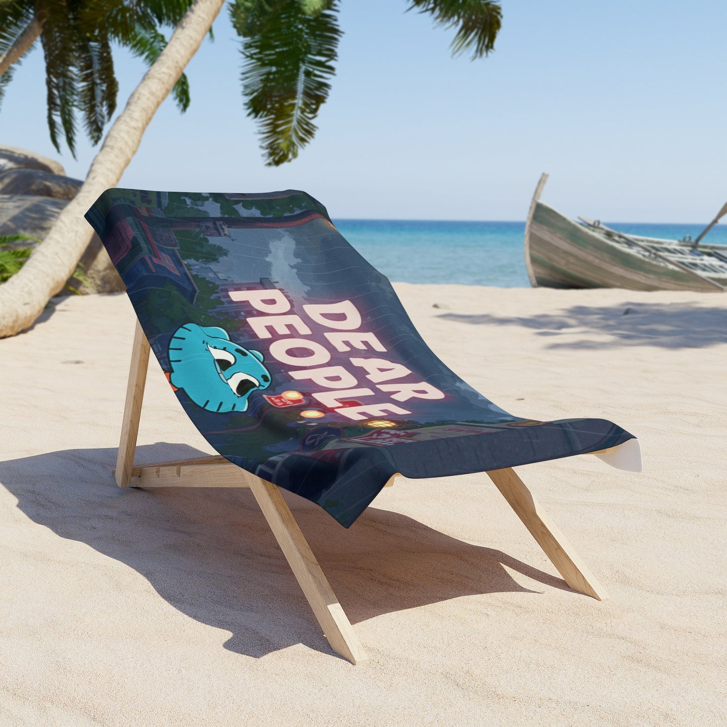 Vibrant Beach Towel with 'Dear People' Design – Perfect for Summer Fun and Pool Days